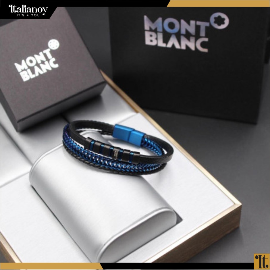 Mont blanc Black - Blue Men's Leather Bracelet