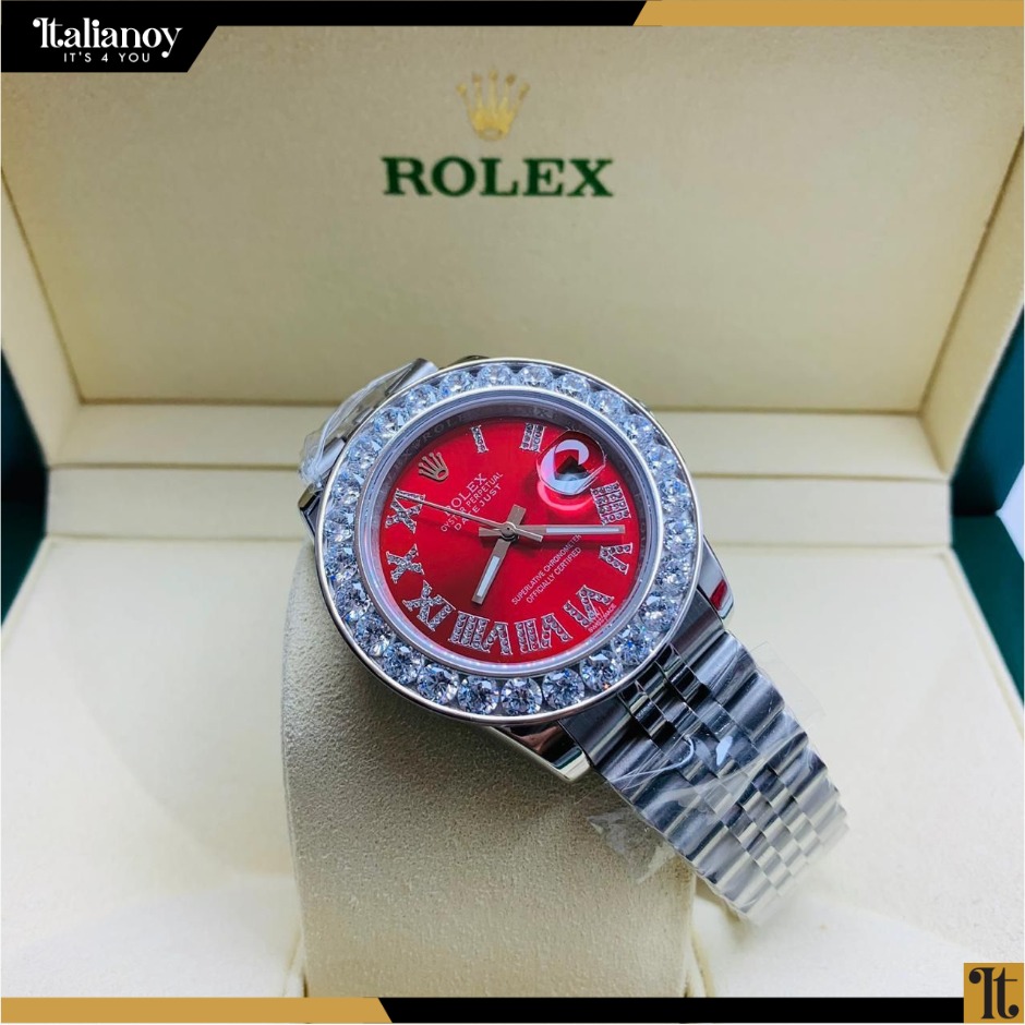 Rolex Datejust  Red Roman Dial Watch