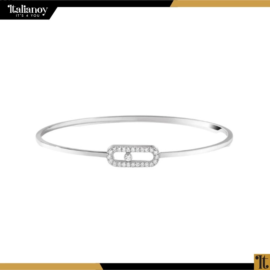Messika Flex Move Uno Studded Wide silver Bracelet + Ring