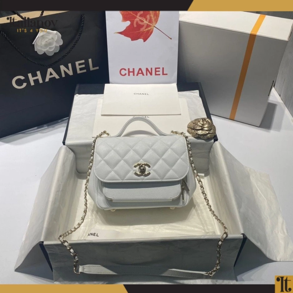 Chanel top handle bag beige