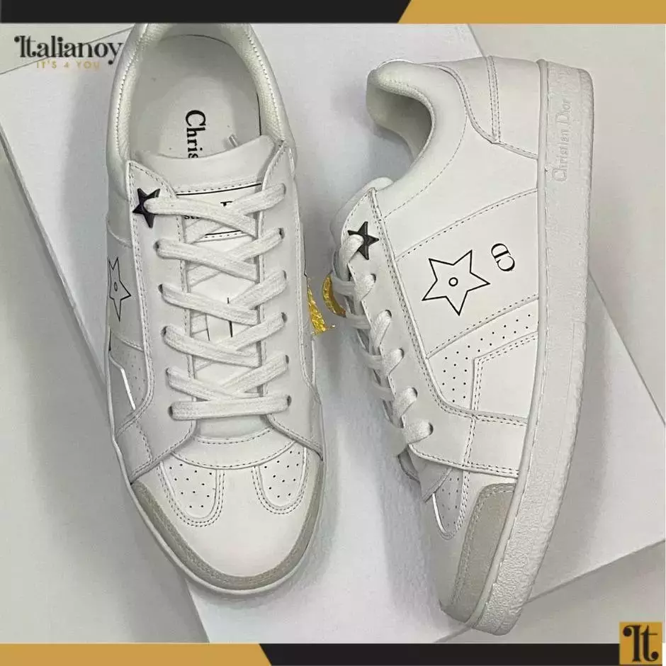 DIOR STAR SNEAKER White Calfskin, Mesh and Suede