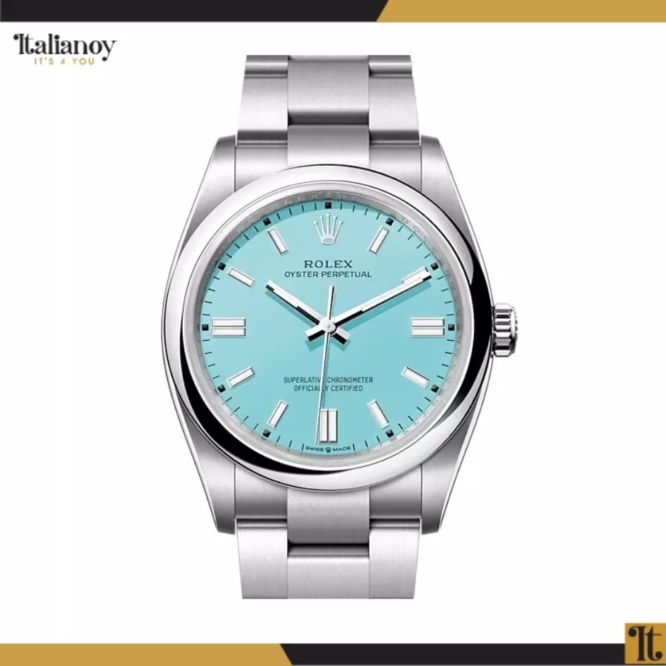 Rolex Oyster Perpetual silver Turquoise