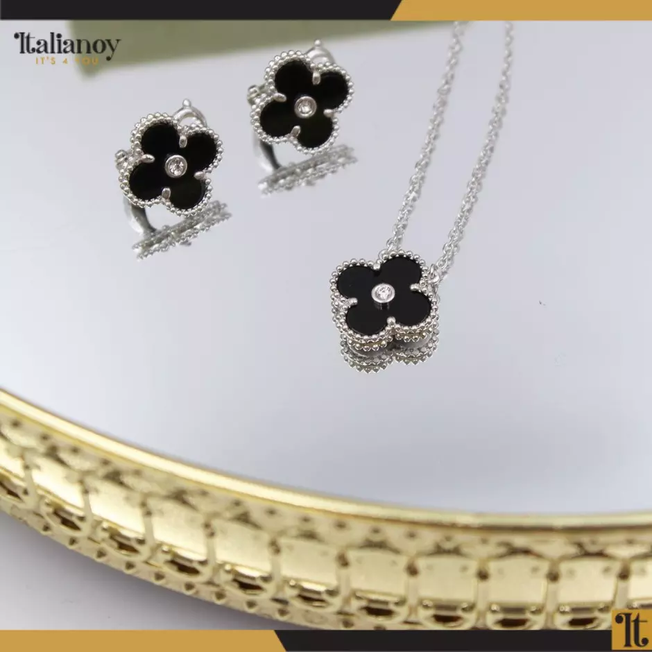 Van Cleef Vintage Alhambra  Set Silver Necklace&Earrings