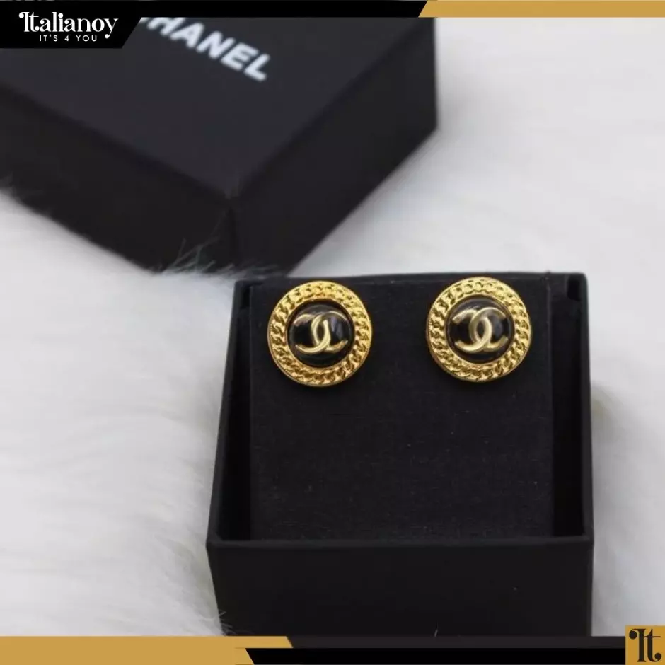 Chanel Earrings Gold - Black