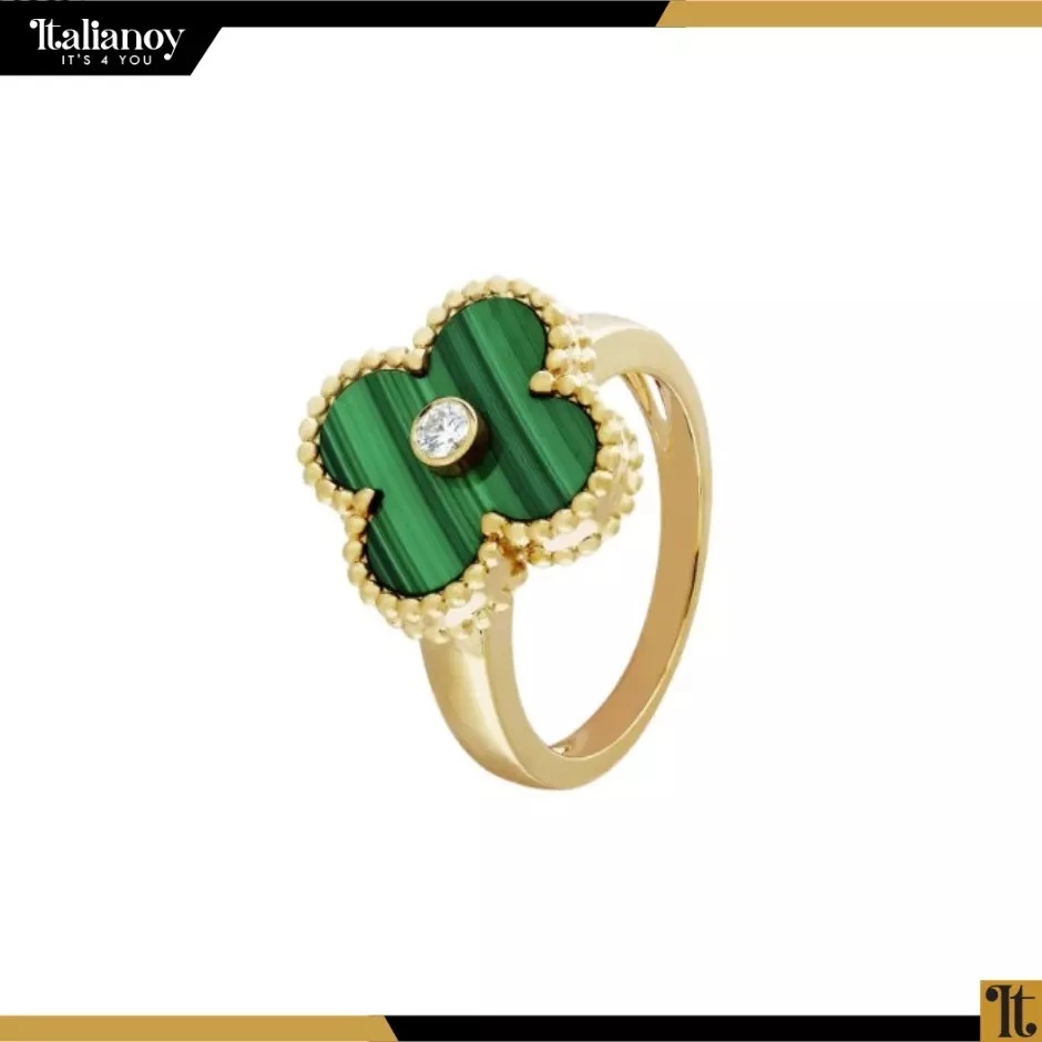 Van Cleef Vintage Alhambra Ring&necklace Gold Green