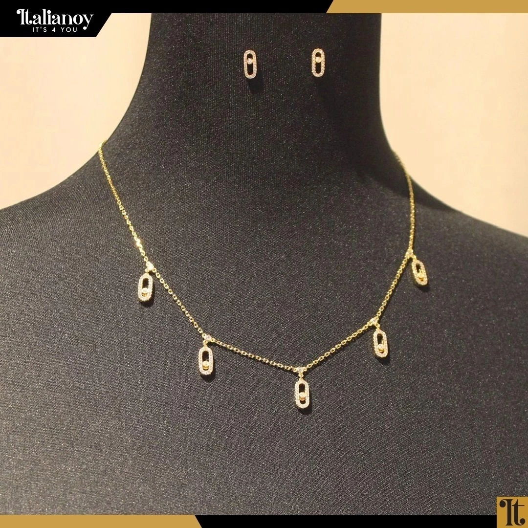 Messika Move Uno Necklace + Earrings Gold Set