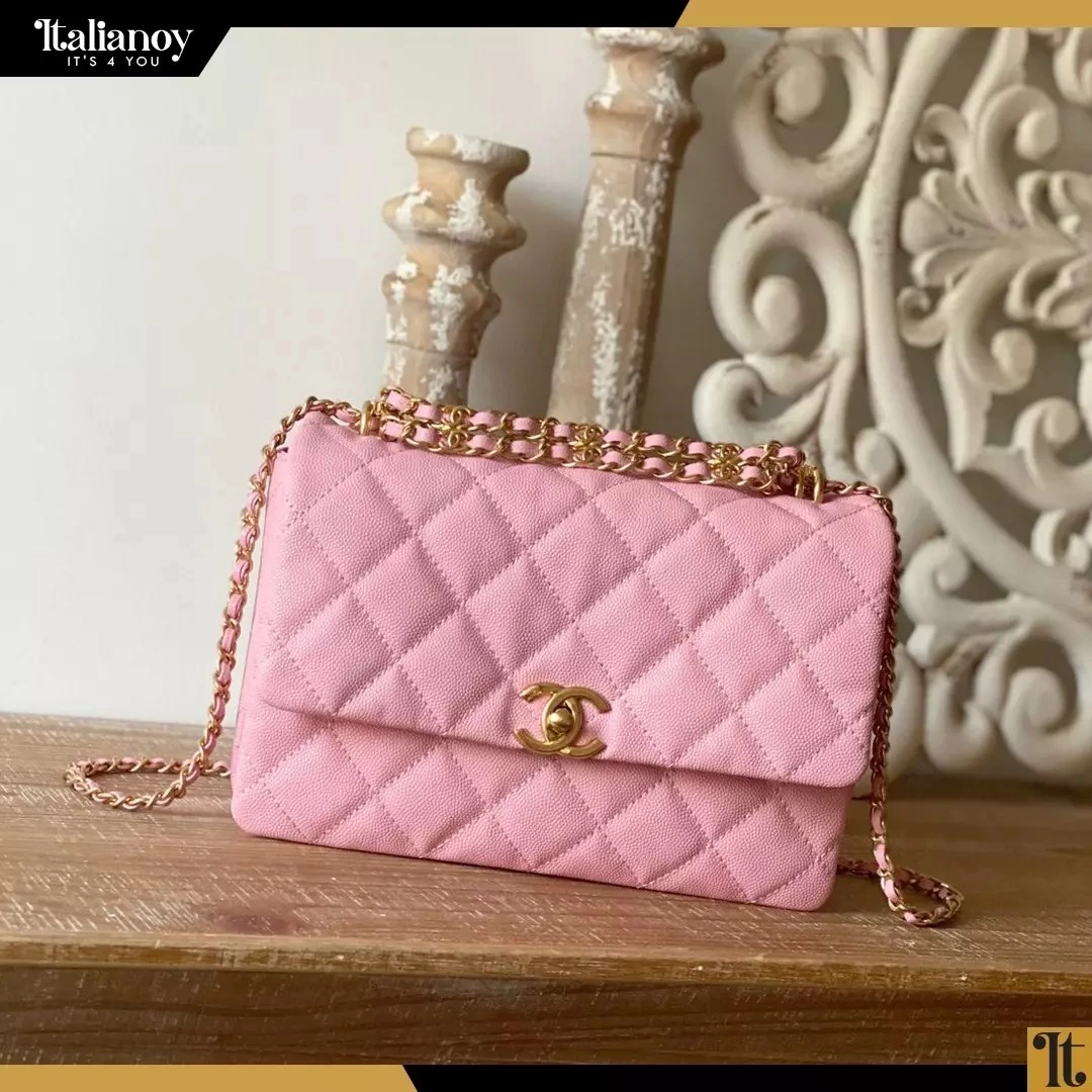 FLAP BAG WITH TOP HANDLE pink