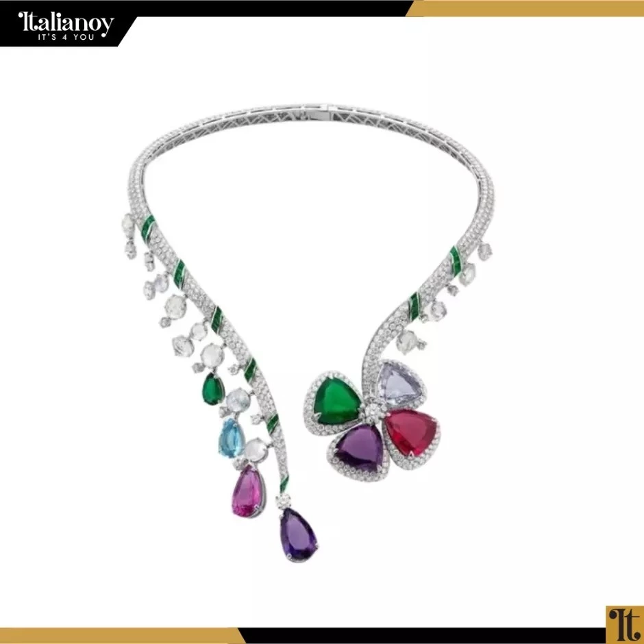 Bulgari With Colored Gemstones Necklace + Earrings