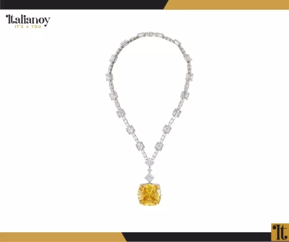 Tiffany Yellow  Silver Necklace +Earring