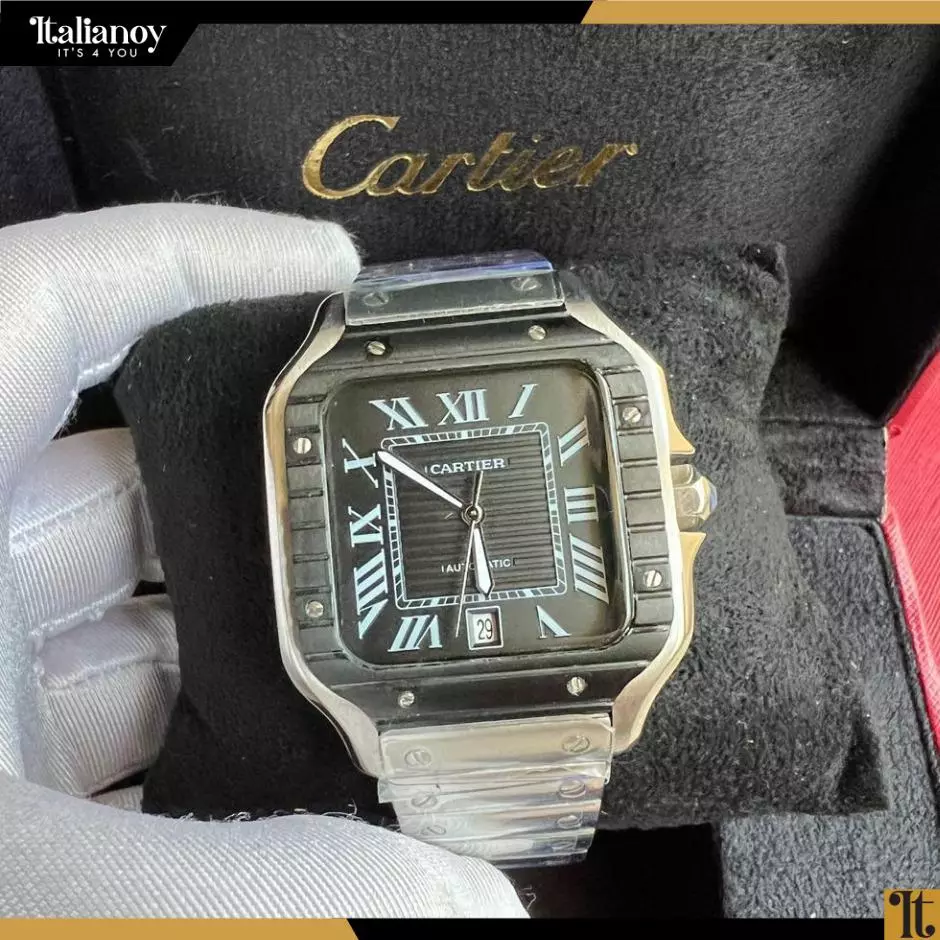 Santos De Cartier Watch silver-black