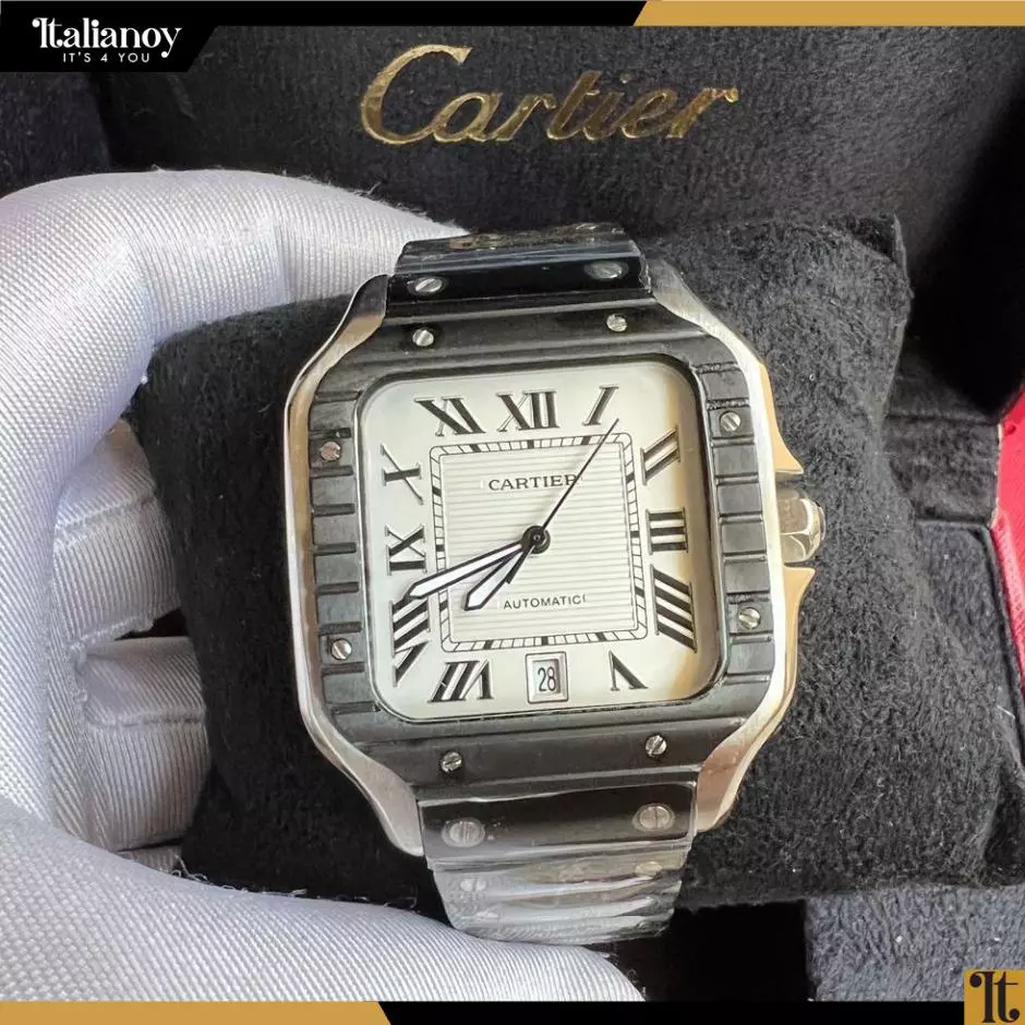 Santos De Cartier Watch silver-black