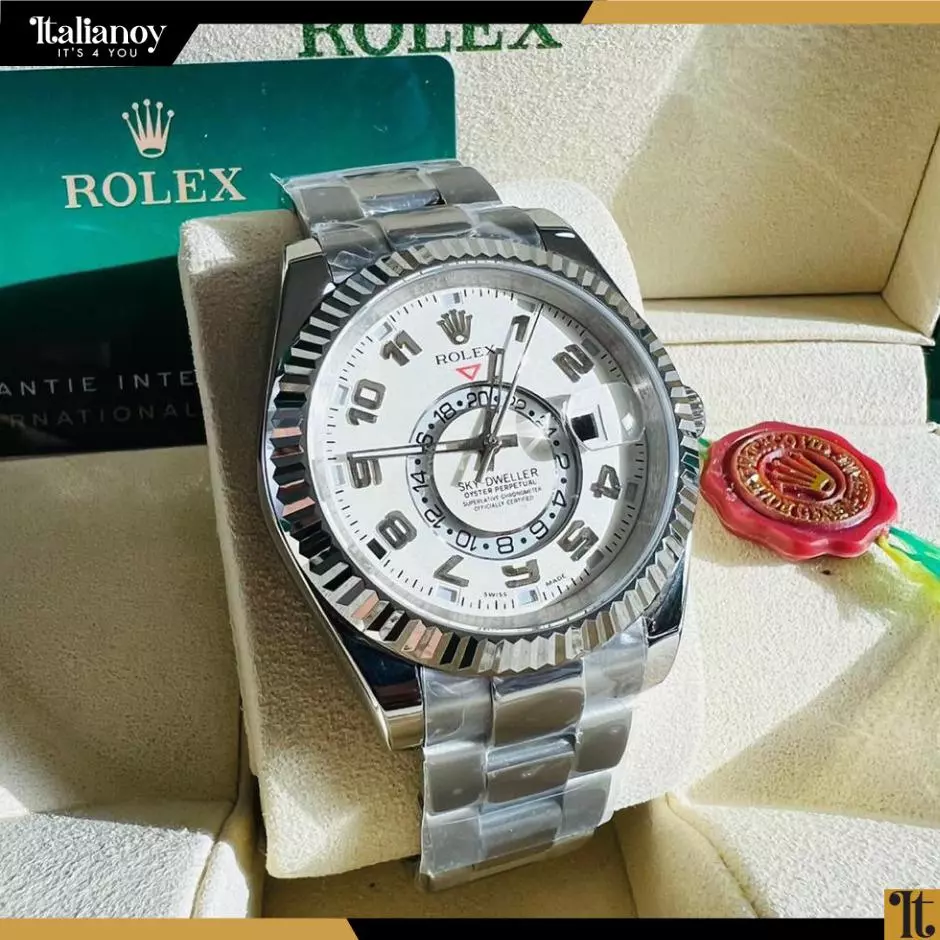 ROLEX Sky-Dweller Oyster Steel watch in silver