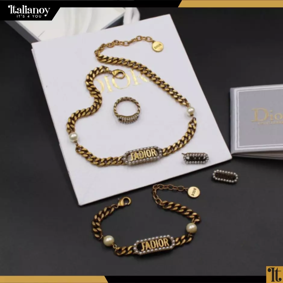 DIOR  NECKLACE - RING - EARRINGS -BRACELET GOLD