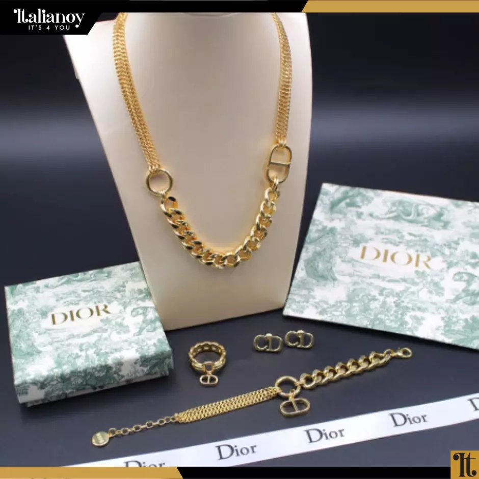 DIOR  NECKLACE - RING - EARRINGS -BRACELET GOLD