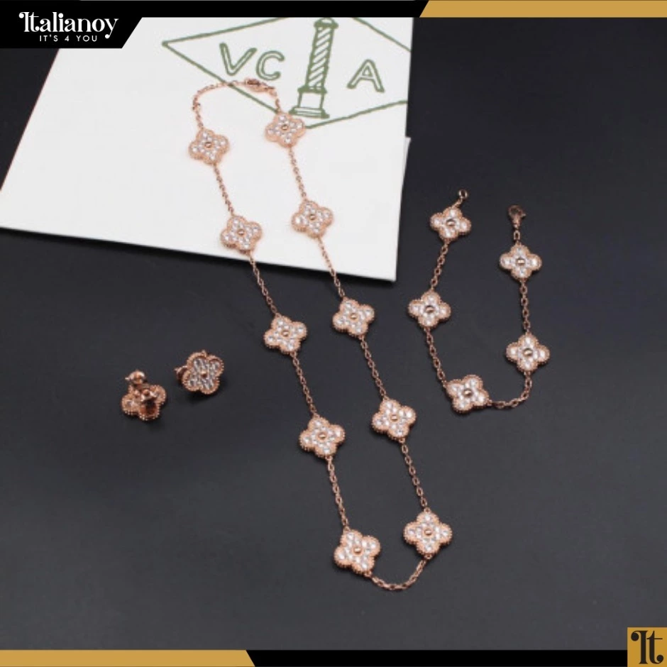 Van Cleef Vintage Alhambra Necklace & Bracelet & Earring gold