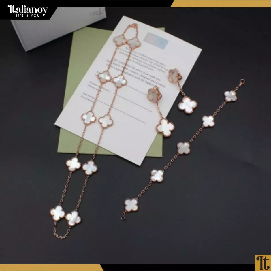 Van Cleef & Arpels White Set Of Necklace - Bracelet - Earrings