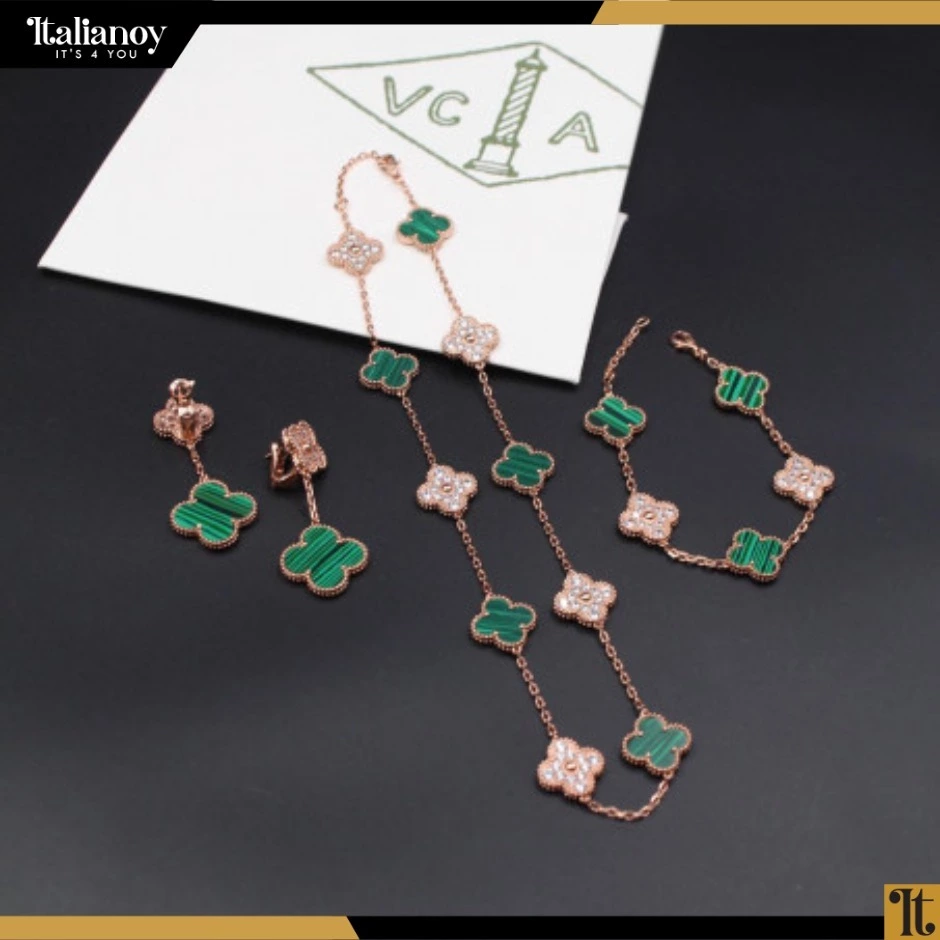 Van Cleef Necklace - Bracelet - Earring Green