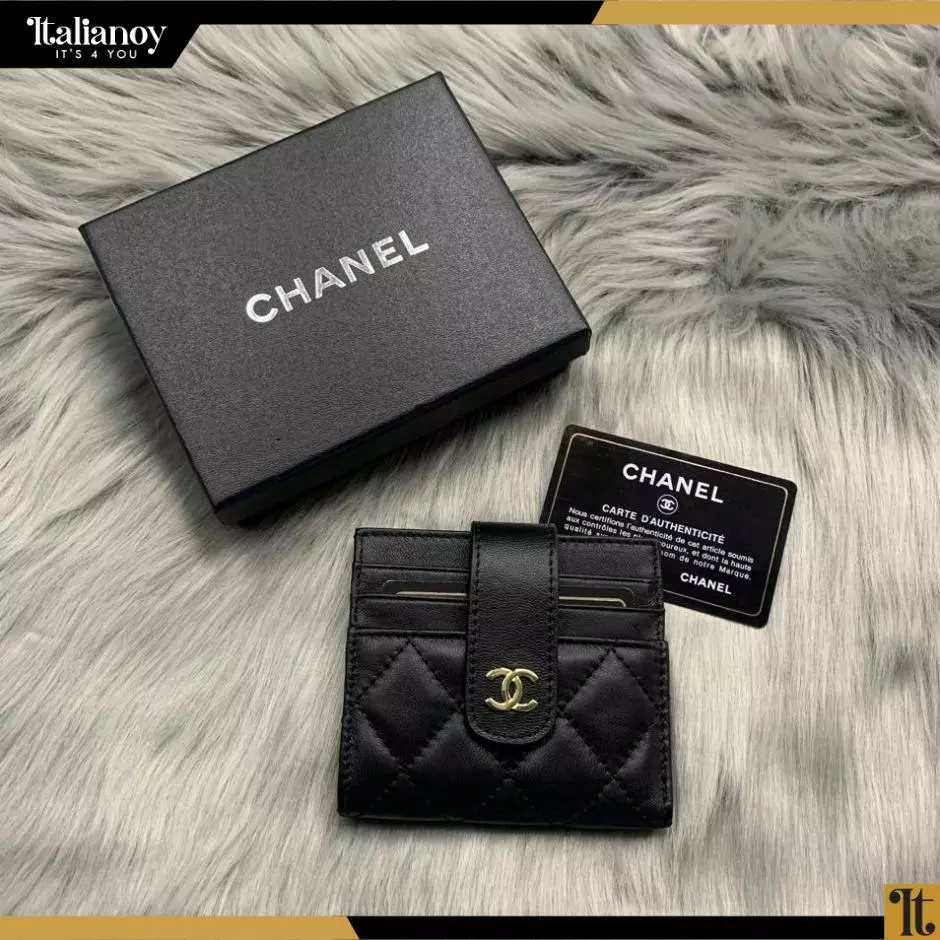 small quilted foldable wallet from Chanel in black