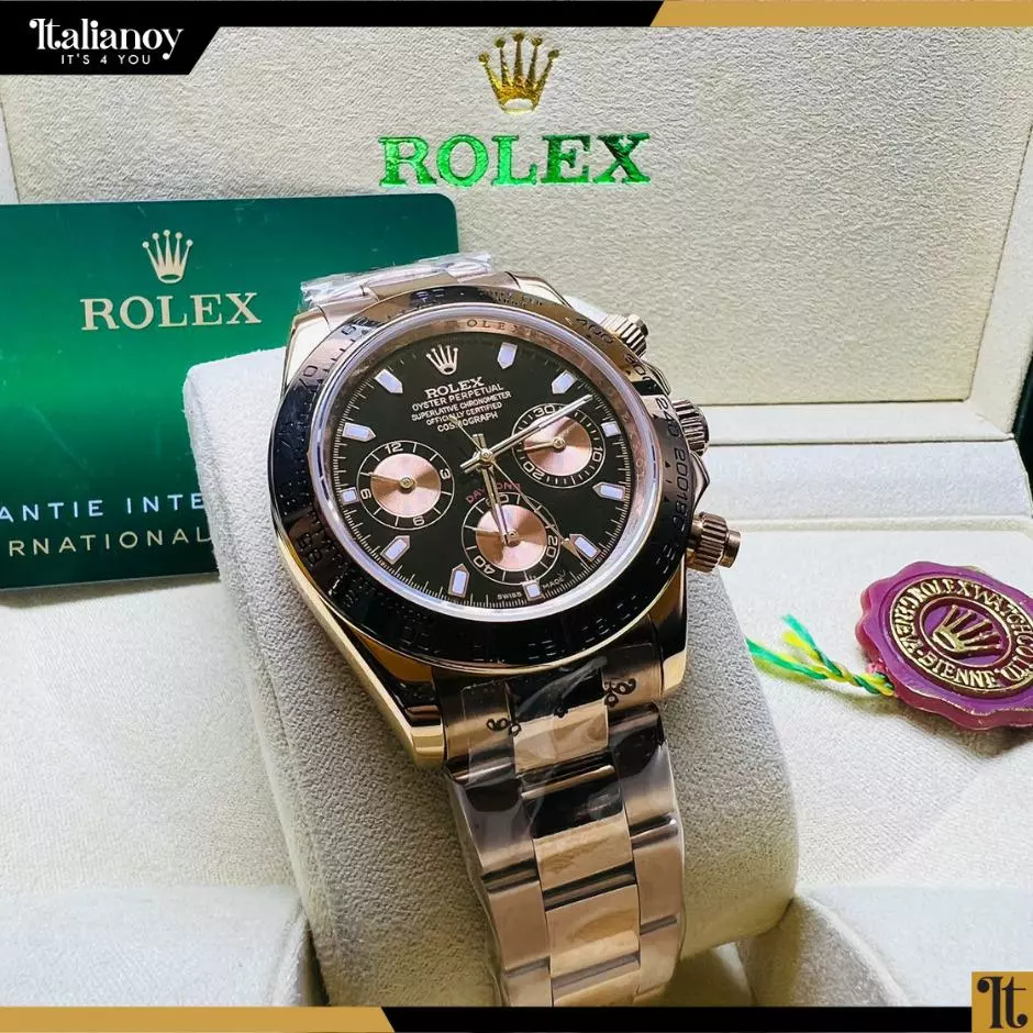 Rolex Cosmograph Daytona with black, gold, and pink dial