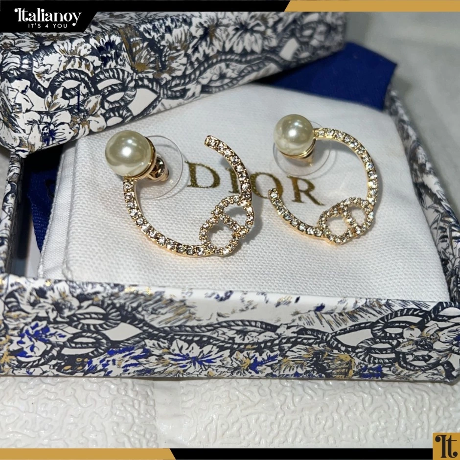 Dior earrings gold-w...