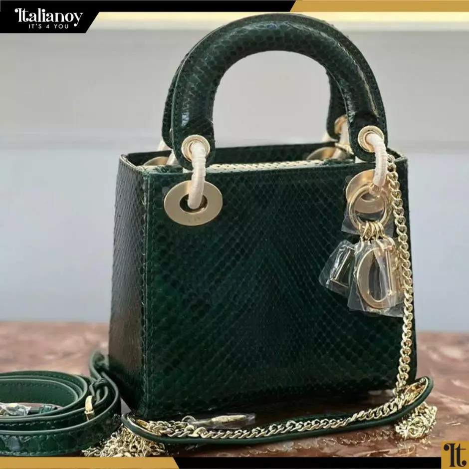Medium Lady Dior Green With Gold Hardware