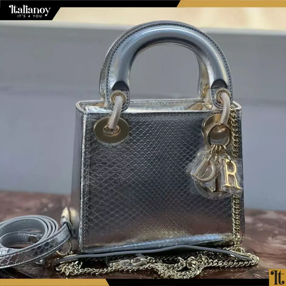 Medium Lady Dior Silver With Gold Hardware