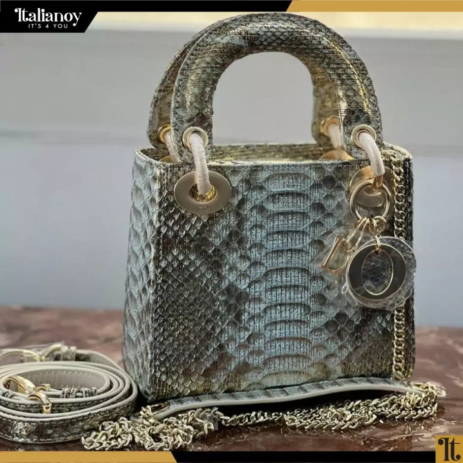 Dior Lady Dior Medium Model Handbag In Gold Shading Python