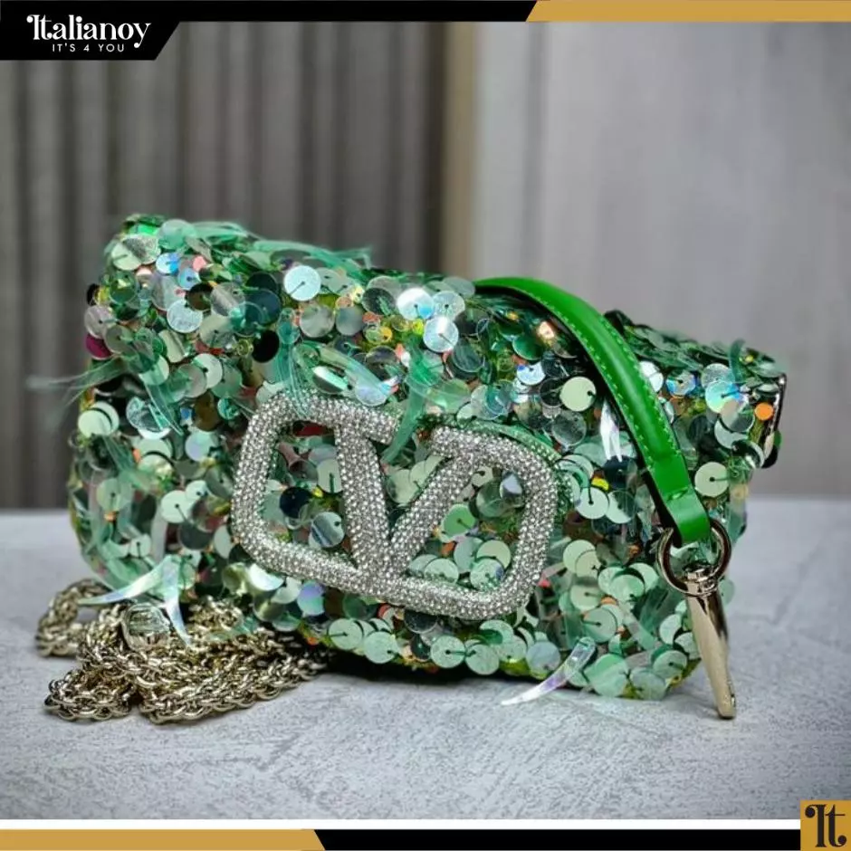 Small Locò Shoulder Bag With 3d Embroidery Precious Green