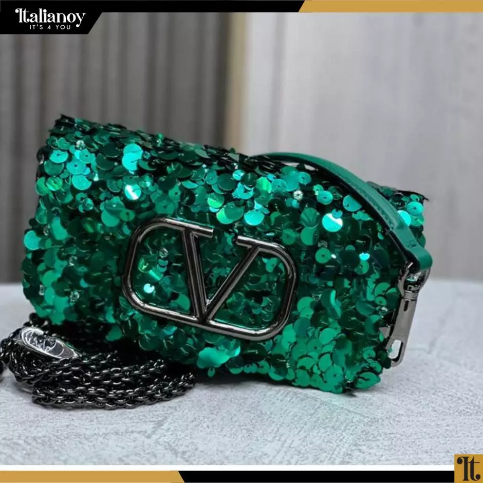 Small Locò Shoulder Bag With 3d Embroidery Precious Green