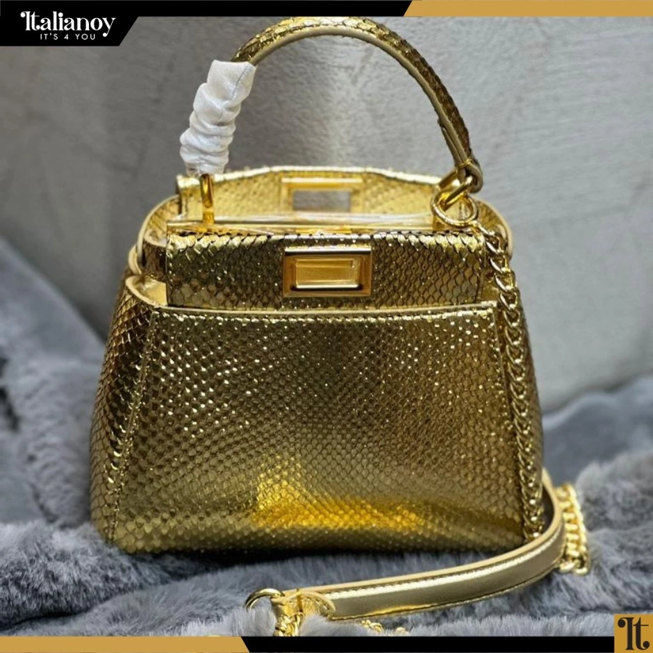 Fendi Peekaboo Top Handle Bag gold Leather