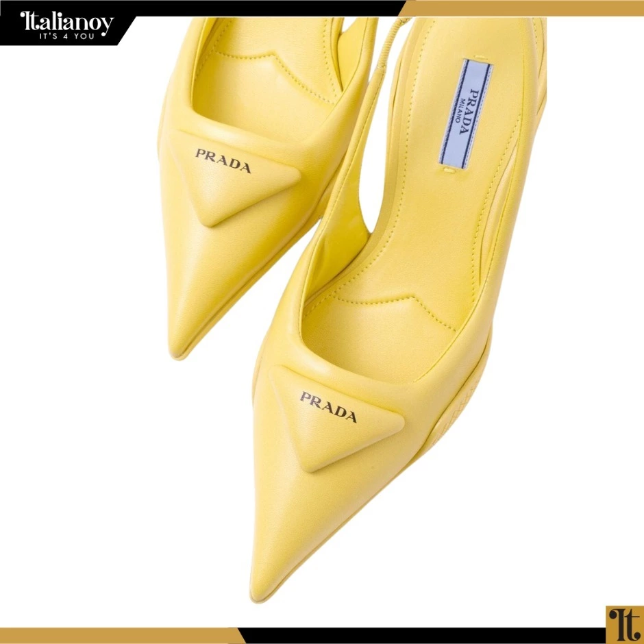 Brushed Leather Slingback Pump Yellow
