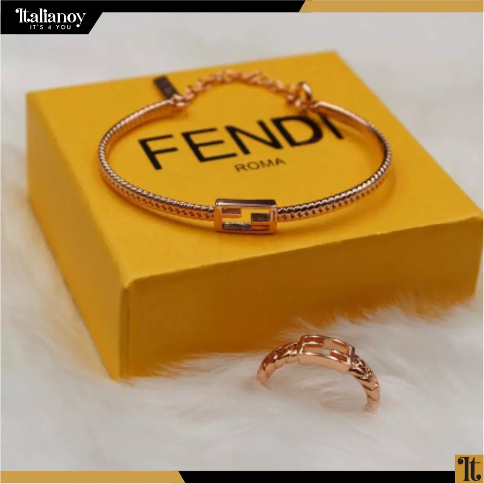 Fendi Bracelet & Ring Set Rose Gold