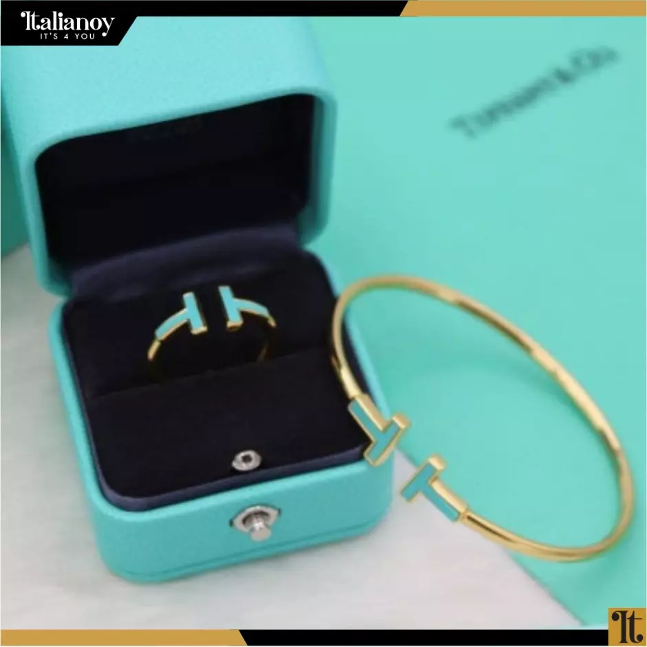 TIFFANY T TERQUOISE WIRE GOLD BRACELET+ RING