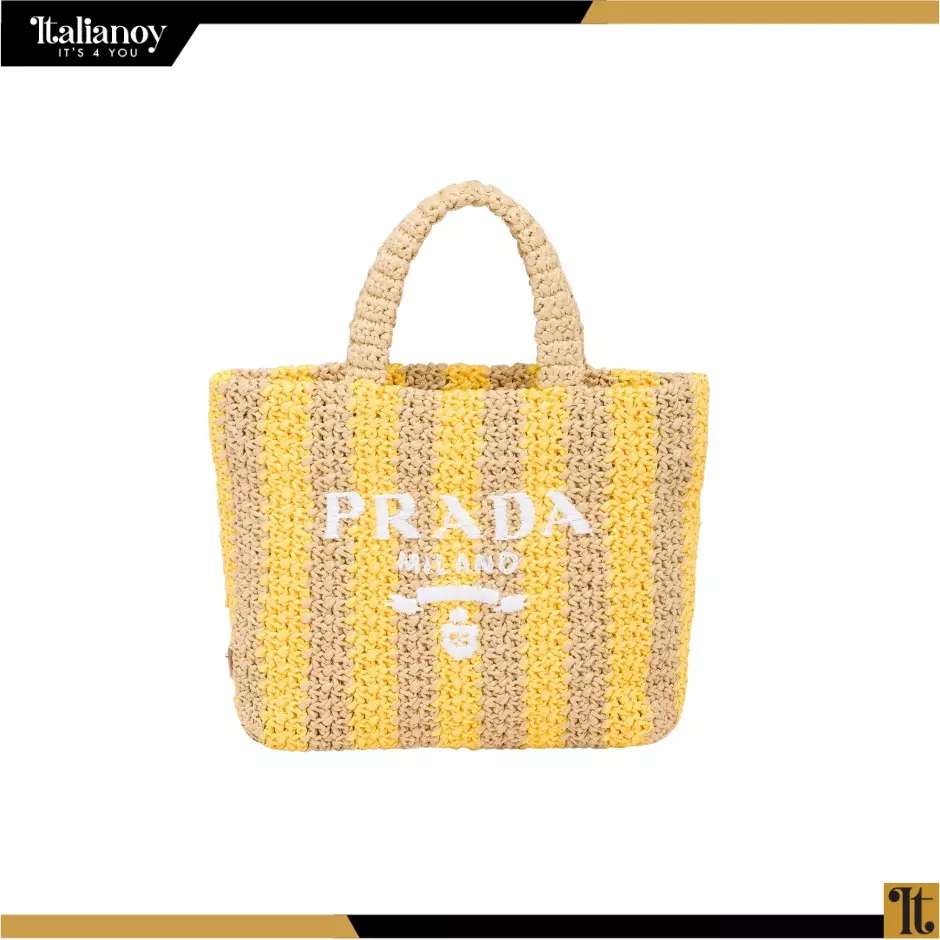 Prada crocheted small shopping bag