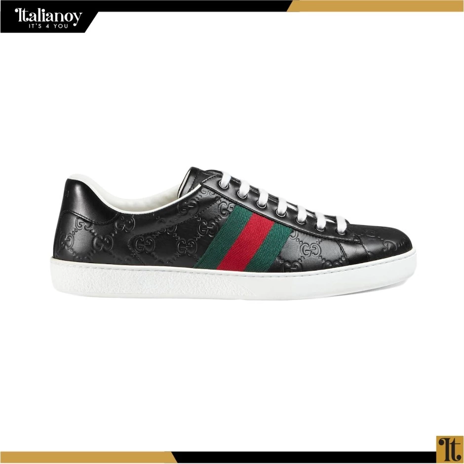 Gucci Ice Embellished Guccissima Leather Sneaker in Black