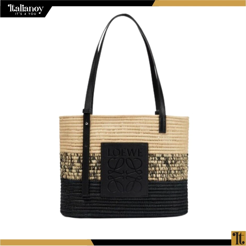 Women's Black Square Basket Small Raffia Tote Bag