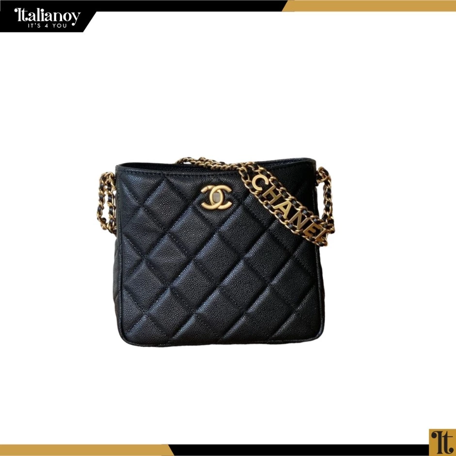 CHANEL Caviar Quilted Small Pick Me Up Hobo Black
