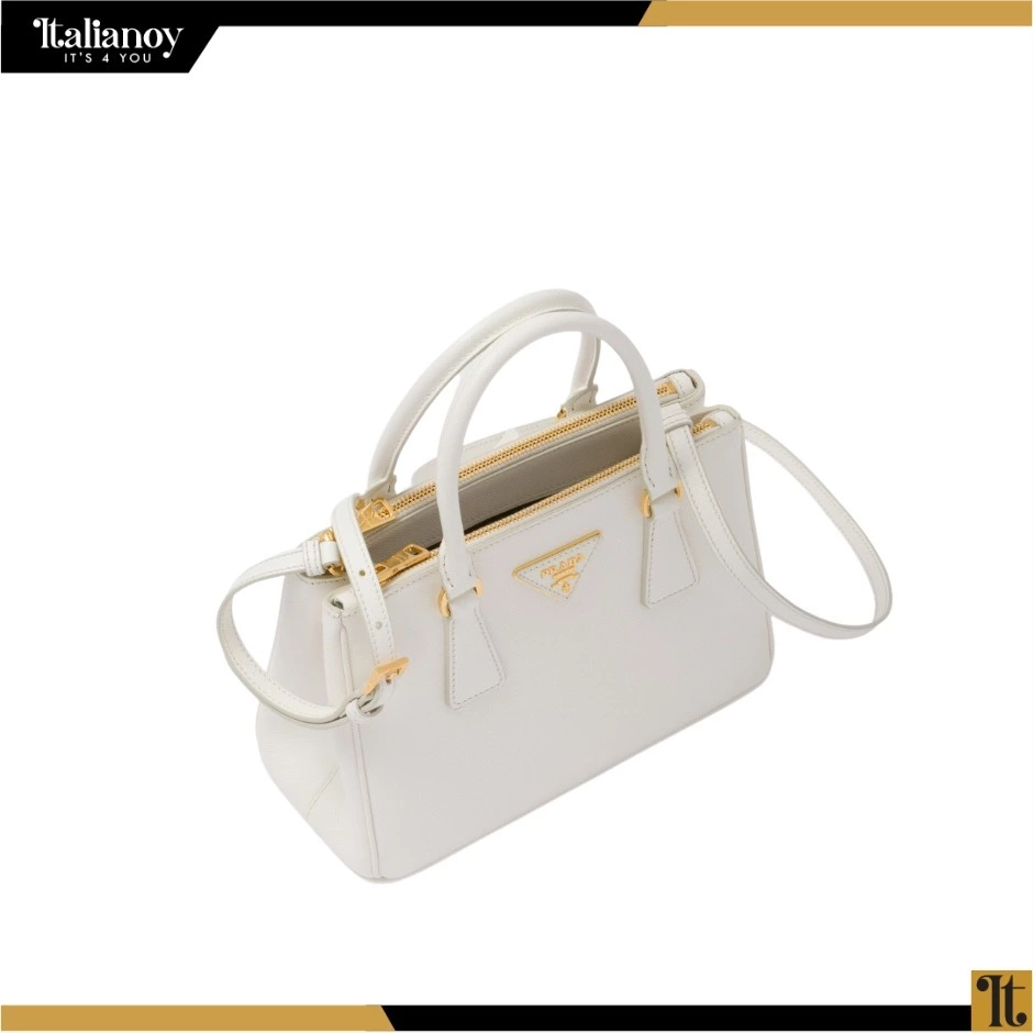 Small Prada Galleria Saffiano leather bag white