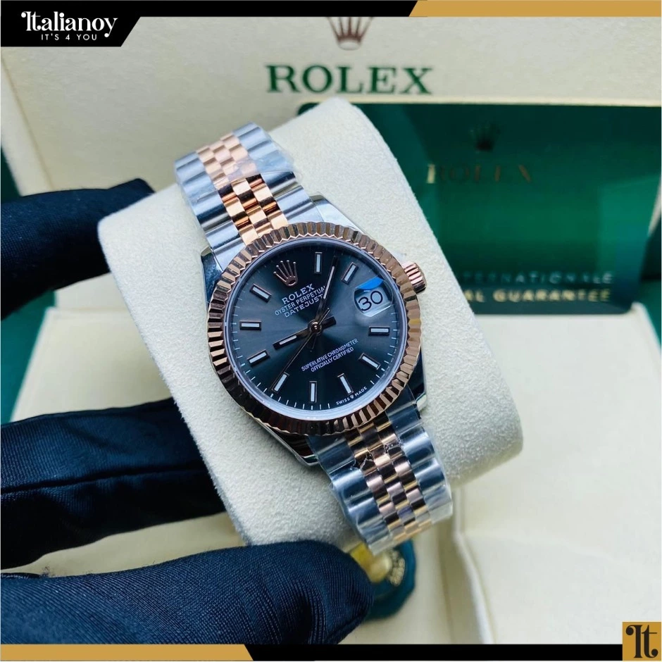 Rolex Datejust 36 Watch - Fluted Bezel - Dark Rhodium Index Dial