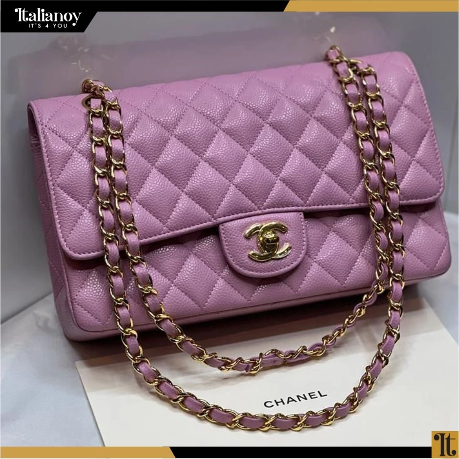 CHANEL SMALL CLASSIC DOUBLE FLAP PINK CAVIAR LIGHT GOLD