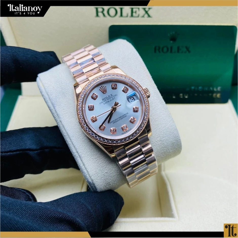 Rolex Everose Gold Datejust 31 Watch -  Silver Diamond Dial - Oyster Bracelet
