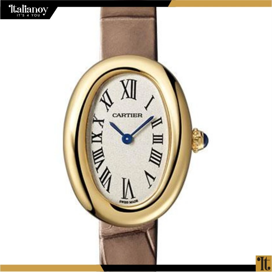Cartier Baignoire 1920 Watch - 32 mm Yellow Gold Case - Taupe Strap -