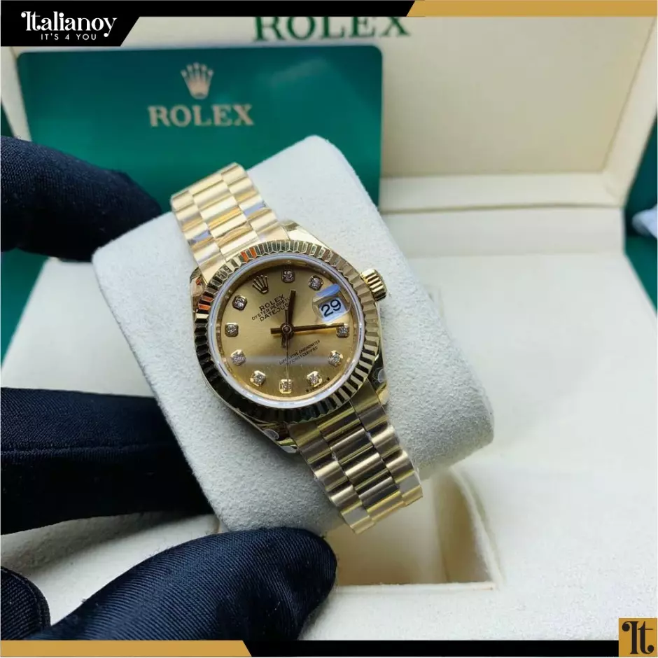 Rolex Steel and Gold Rolesor Lady-Datejust 28 Watch - GOLD Diamond Dial - Jubilee Bracelet