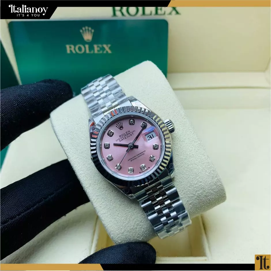 Rolex Steel and White Gold Rolesor Lady-Datejust 28 Watch - Pink Diamond Dial - Jubilee Bracelet