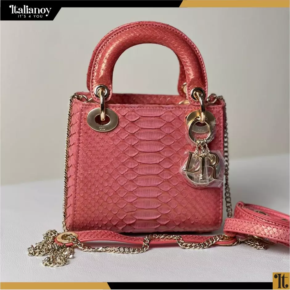 Lady Dior Medium-Snakeskin Pink