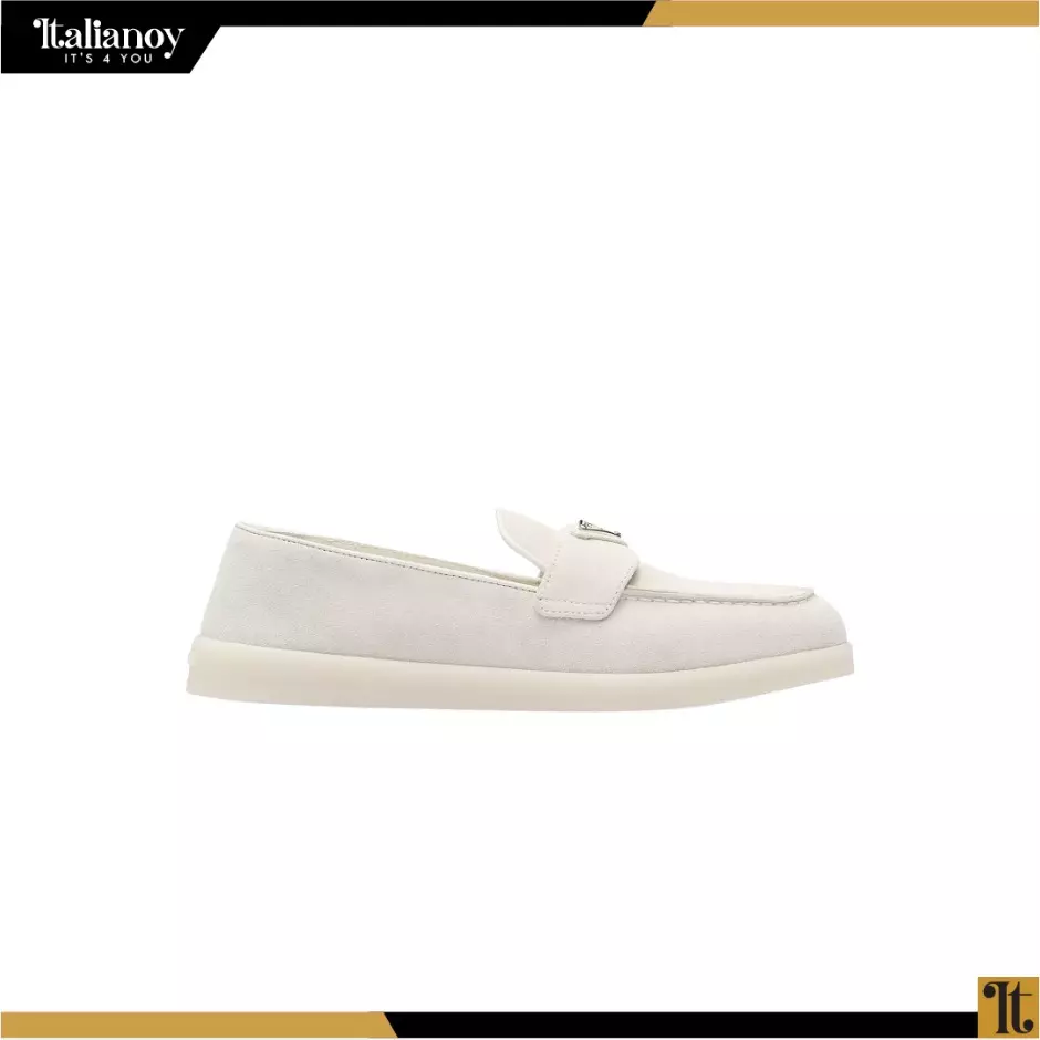 Suede leather loafers Chalk White