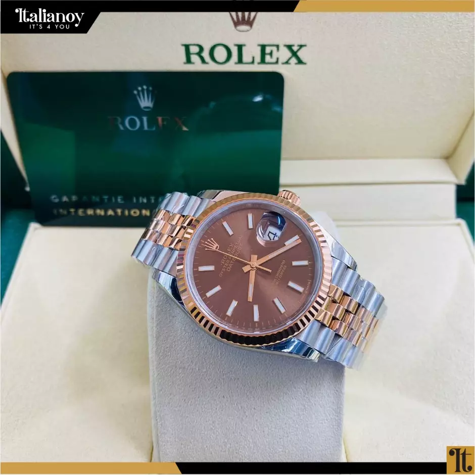 ROLEX DATEJUST brown Dial silver-rose gold